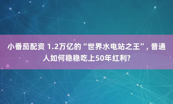 小番茄配资 1.2万亿的“世界水电站之王”, 普通人如何稳稳吃上50年红利?